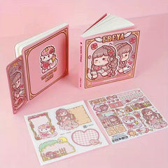 Magical Girl Diary Set Handwritten Notebooks w/ Bookmarks Stickers 160 Pages