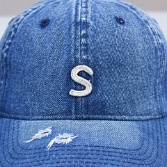 Embroidered Denim Baseball Cap Distressed Dad Hat Adjustable Unisex Sun Hats