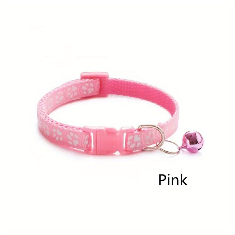 Adjustable Printed Cat Collar with Bell - Quick Release and Safe
