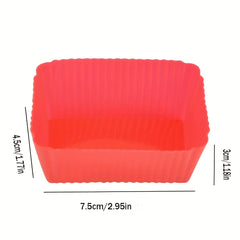 10pcs Silicone Rectangle Muffin Cups Reusable Cupcake Liners Muffin Molds