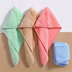 Quick Drying Hair Cap Absorbent Coral Fleece Shower Cap with Thickened Towel
