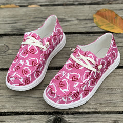 Women's Skateboard Shoes with Rugby Ball Heart Pattern Decoration