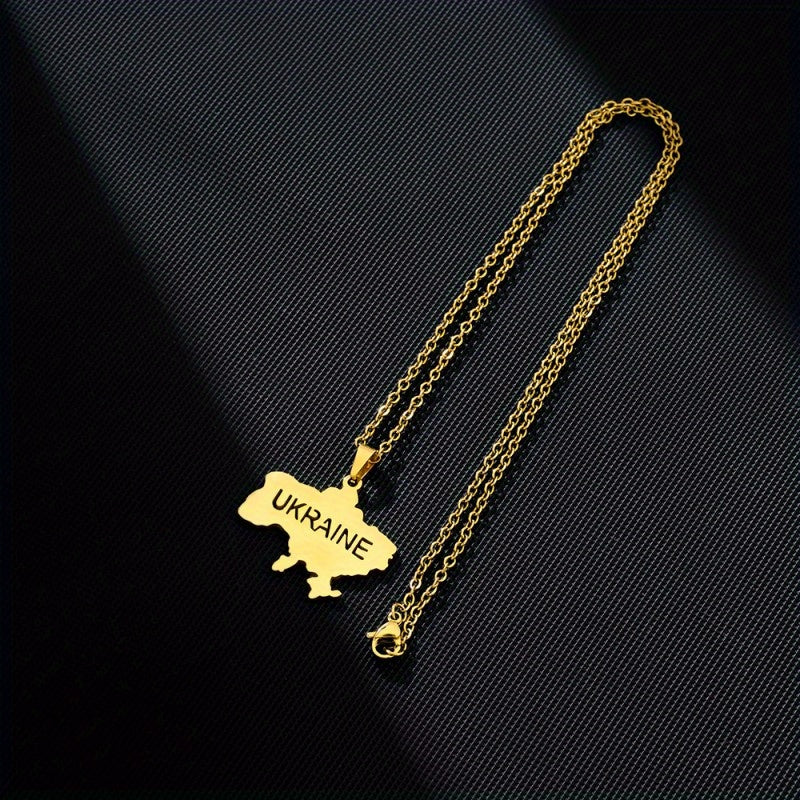 Ukraine Map Necklace Ethnic Hip Hop Jewelry Men Women Couples
