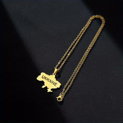 Ukraine Map Necklace Ethnic Hip Hop Jewelry Men Women Couples
