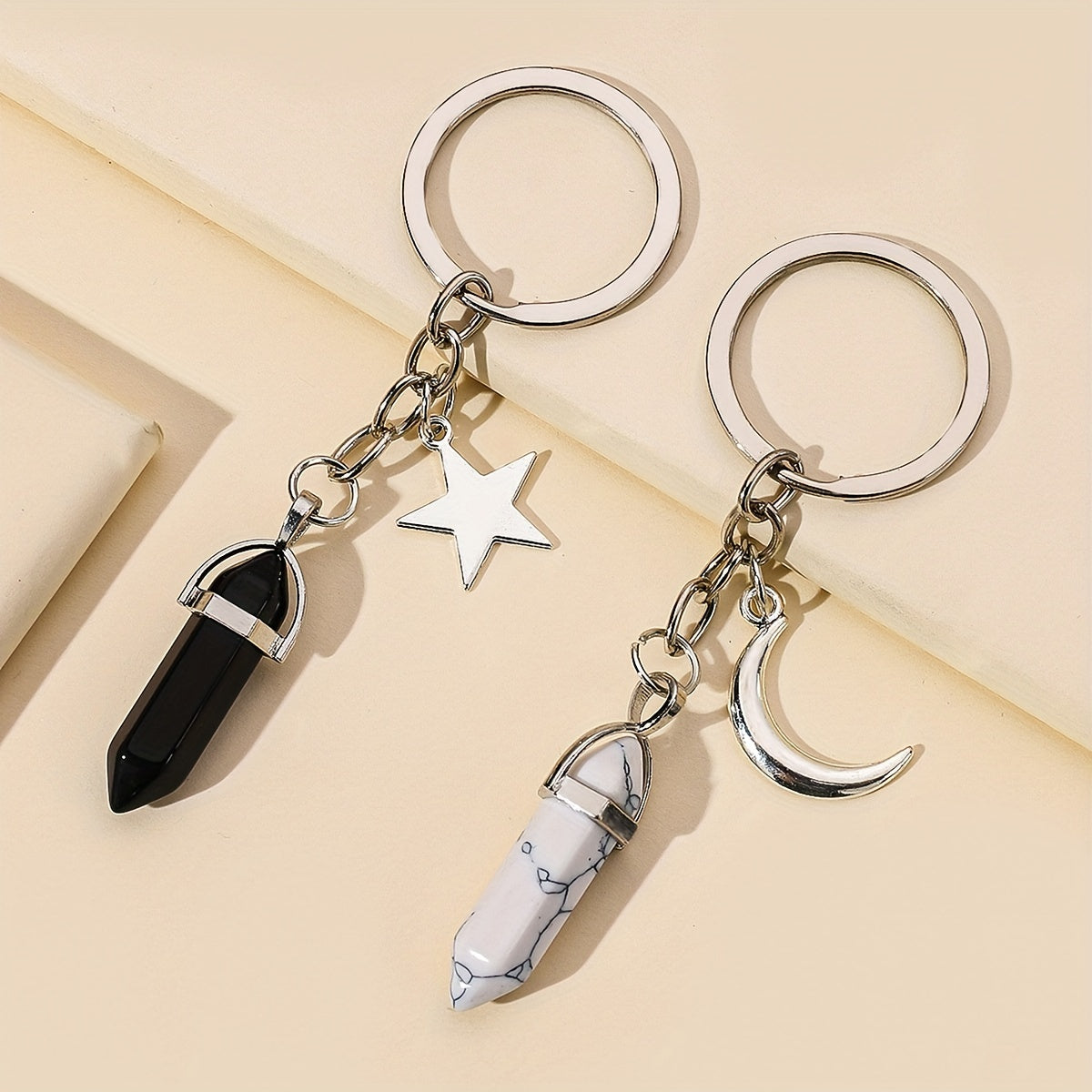Crystal Decor Keychain Metal Star Moon Key Ring Purse Bag Charm Gift