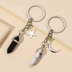 Crystal Decor Keychain Metal Star Moon Key Ring Purse Bag Charm Gift