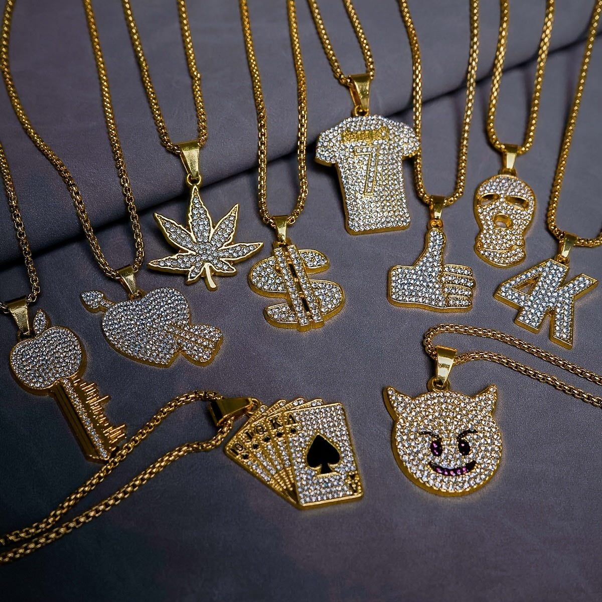 Golden Men's Alloy Hip Hop Cuban Chain