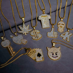 Golden Men's Alloy Hip Hop Cuban Chain