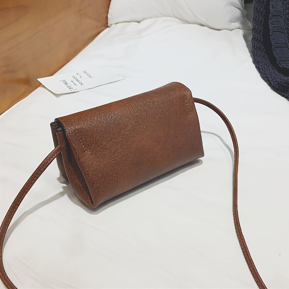 Vintage Style Flap Crossbody Bag Faux Leather Shoulder Bag Phone Bag