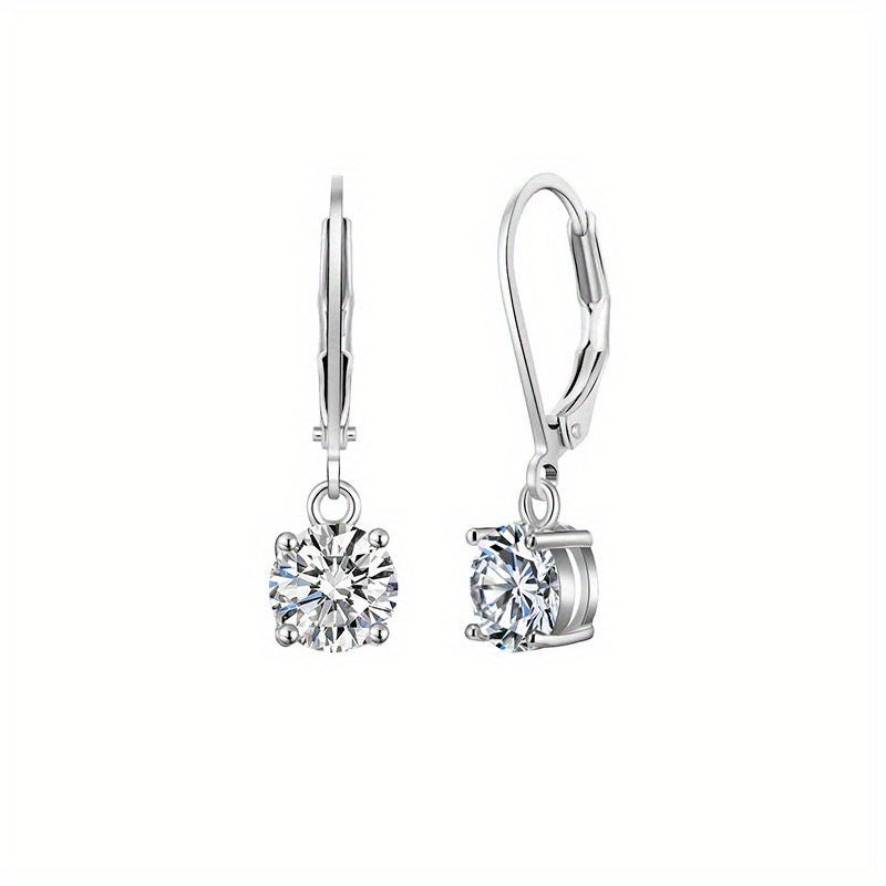 Zircon Drop Earrings - Bright & Vibrant Dangle Aretes, Leverback Hoop for Girls