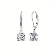 Zircon Drop Earrings - Bright & Vibrant Dangle Aretes, Leverback Hoop for Girls