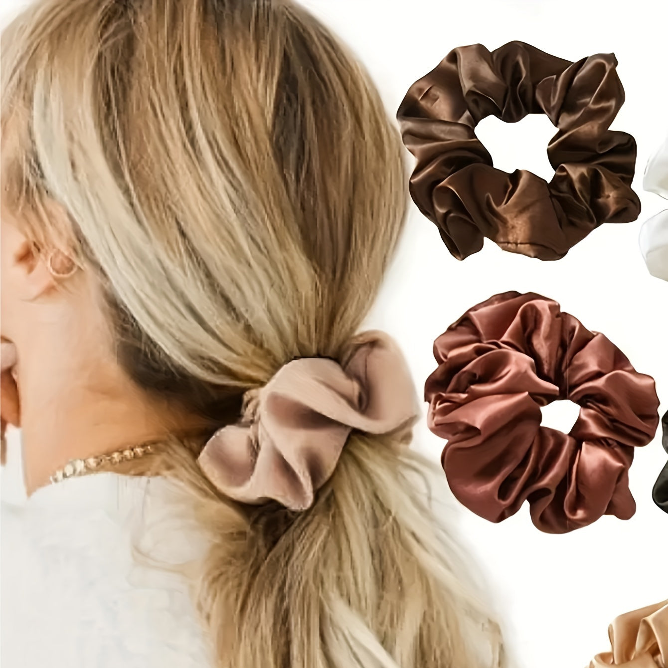 8pcs Solid Scrunchies Hair Tie Soft Hair Rope Ponytail Holder