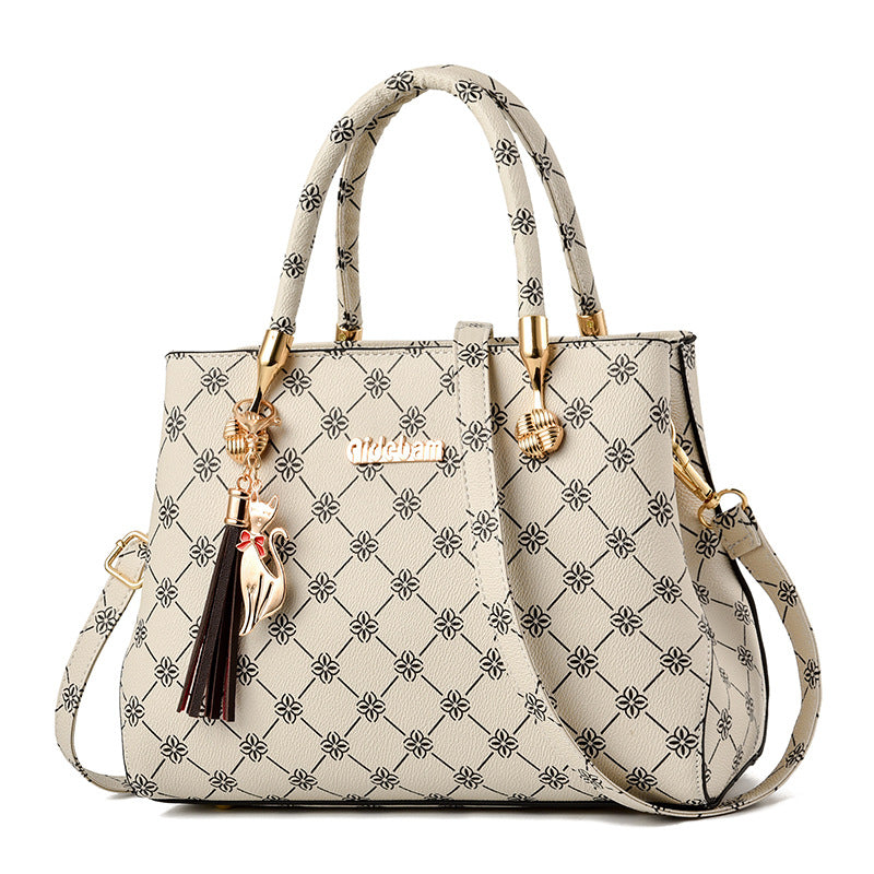 Geometric Top Handle Bag Zipper Shoulder Bag