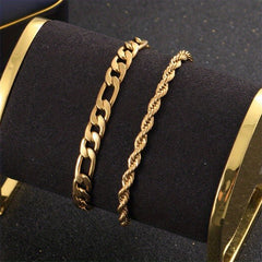 Braided Shape Chain Bracelet Stainless Steel Wristband Men Women