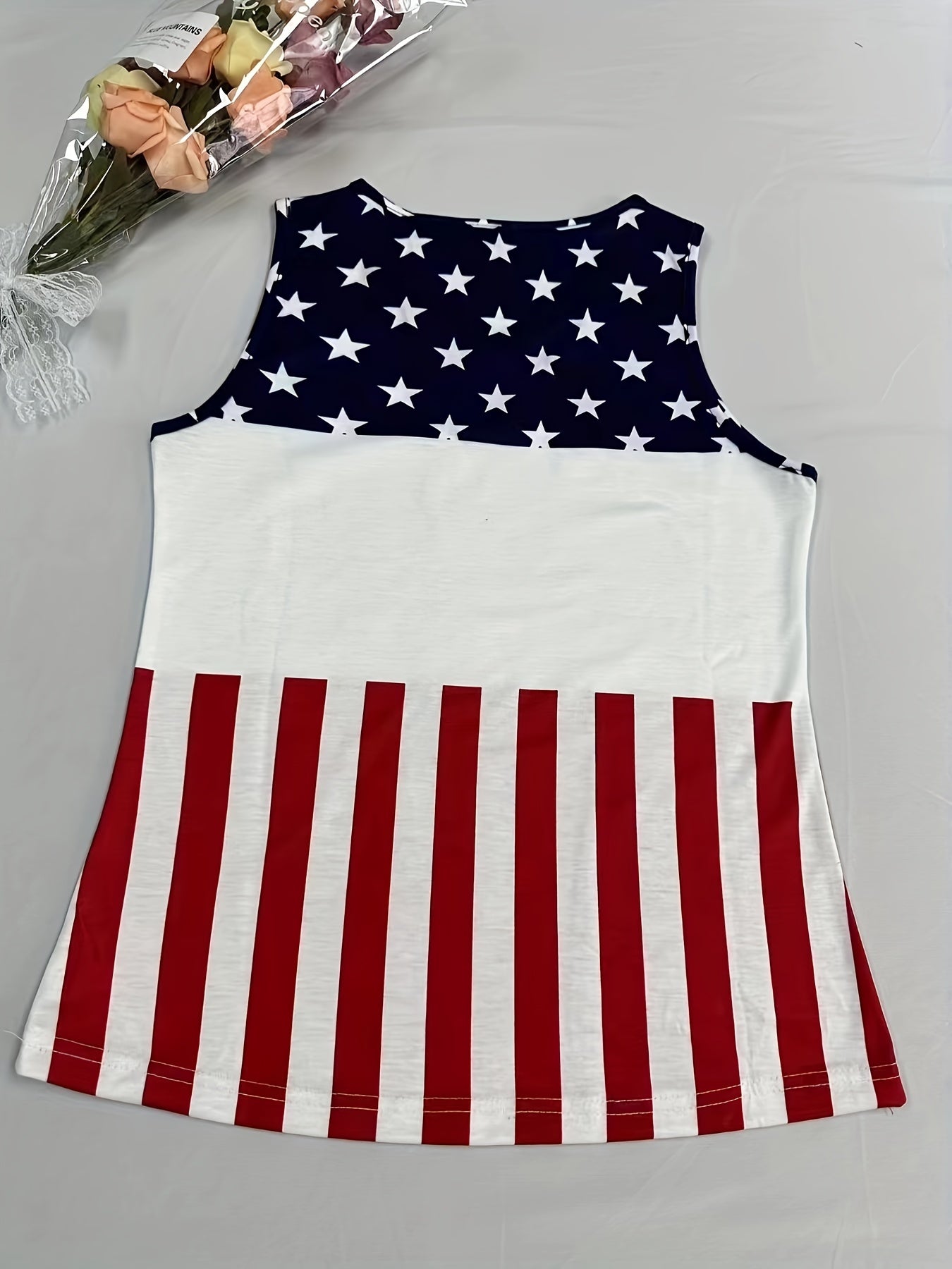 Plus Size Independence Tank Top Womens Plus Flag Print Criss Cross V Neck