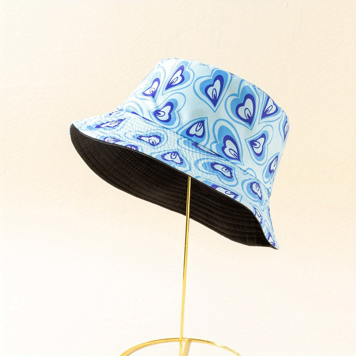 Heart Print Cartoon Bucket Hat Reversible Foldable Basin Hat
