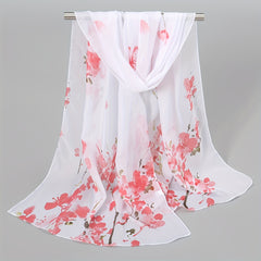Chiffon Silk Scarf Print Retro Warm Shawl for Women