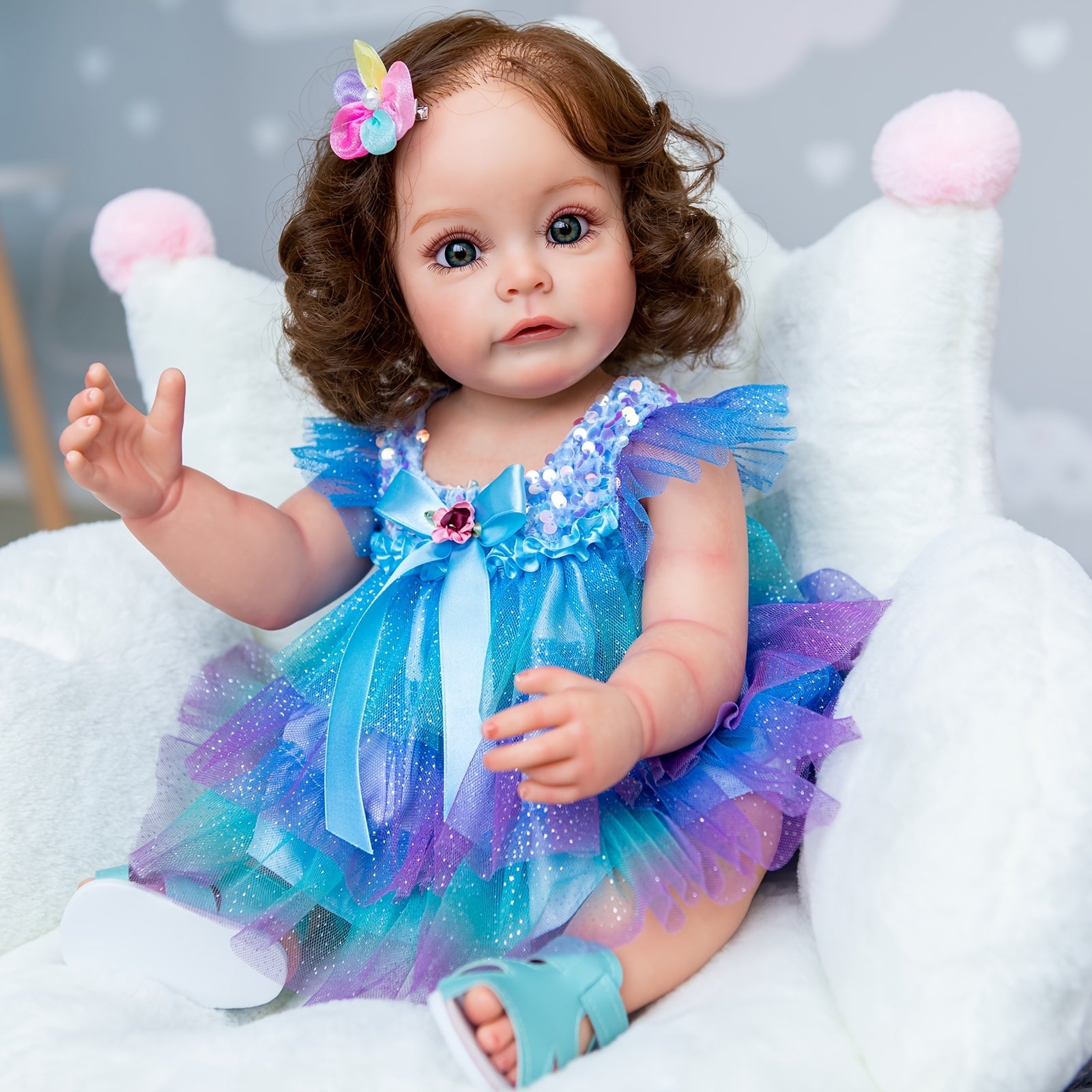 22'' Full Body Silicone Reborn Princess Doll Waterproof Toy