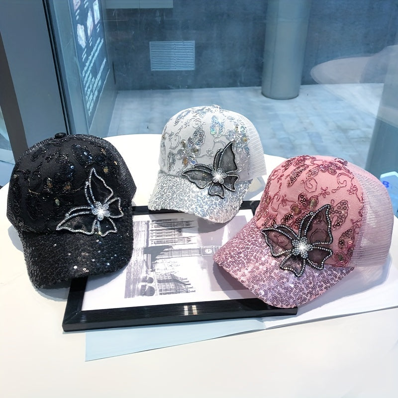 Sequined Butterfly Baseball Cap Sun Hat
