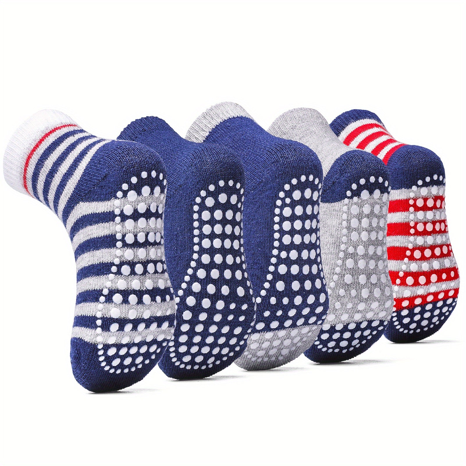 5 Pairs Non Slip Toddler Mid Tube Athletic Indoor Socks