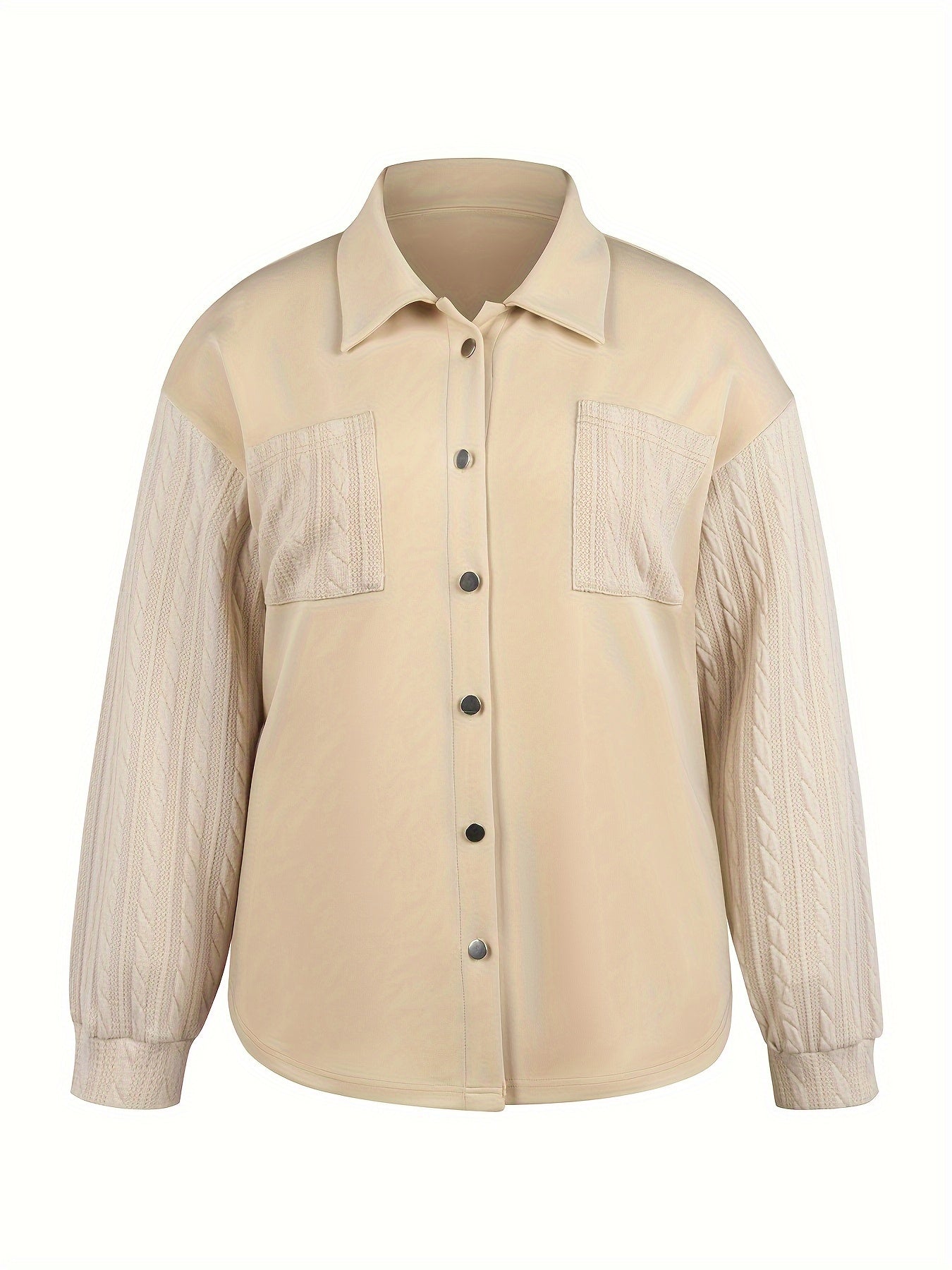  Colorblock Jacquard Button Up Lantern Sleeve Blouse