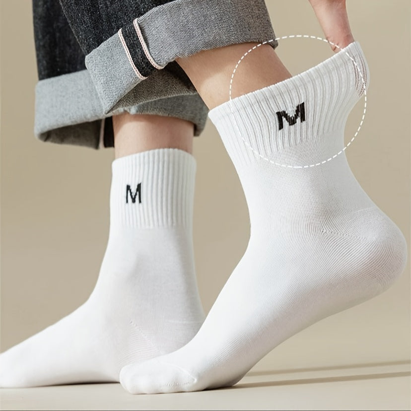 10 Pairs Letter Print Socks Breathable Women's Stockings