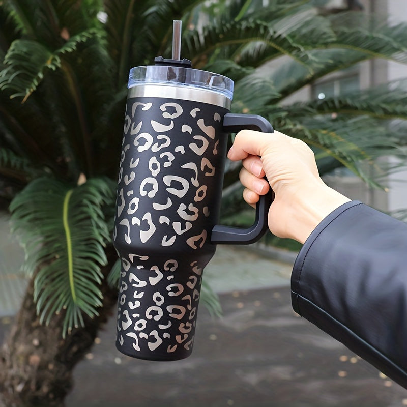 40oz Car Tumbler w/ Handle & Straw Lid Stainless Steel Vacuum Insulated Cup