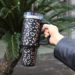 40oz Car Tumbler w/ Handle & Straw Lid Stainless Steel Vacuum Insulated Cup