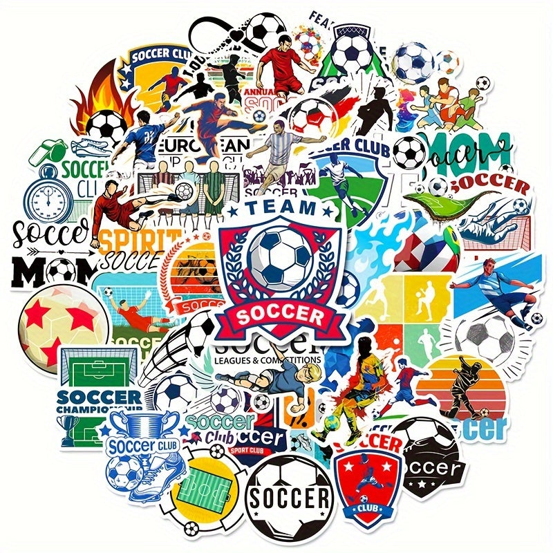 50pcs Football Sticker Notebook Refrigerator Water Cup Soccer Stickers