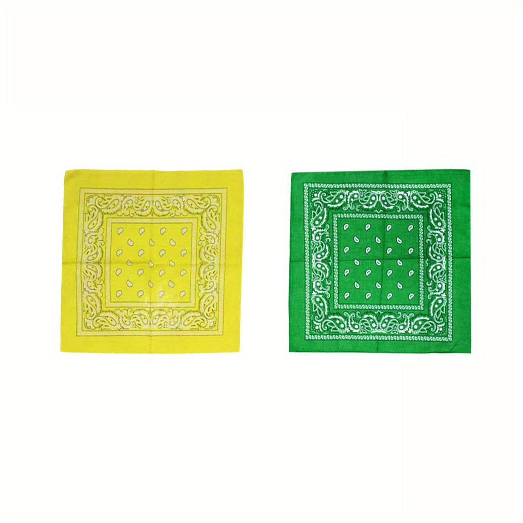 2pcs 4pcs Paisley Printed Square Scarf 54cm Solid Absorb Sweat Bandana