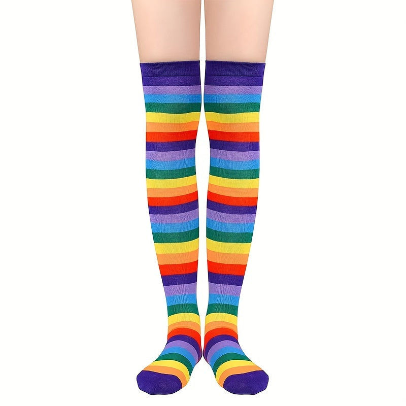 Colorful Striped Over The Knee Socks Women's Stockings