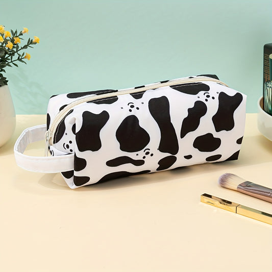 Smiling Face & Cow Print Makeup Bag Pencil Case