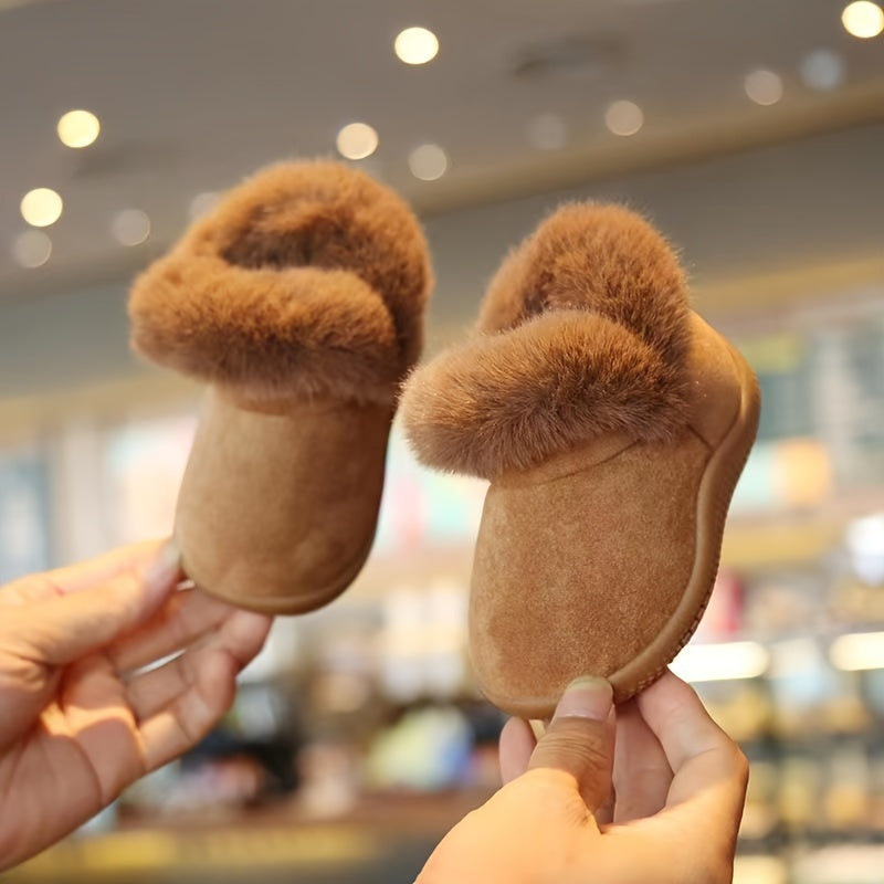 Girls' Furry Winter Boots Slip On Warm Plush Fleece Lining Durable PVC Sole
