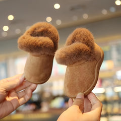Girls' Furry Winter Boots Slip On Warm Plush Fleece Lining Durable PVC Sole