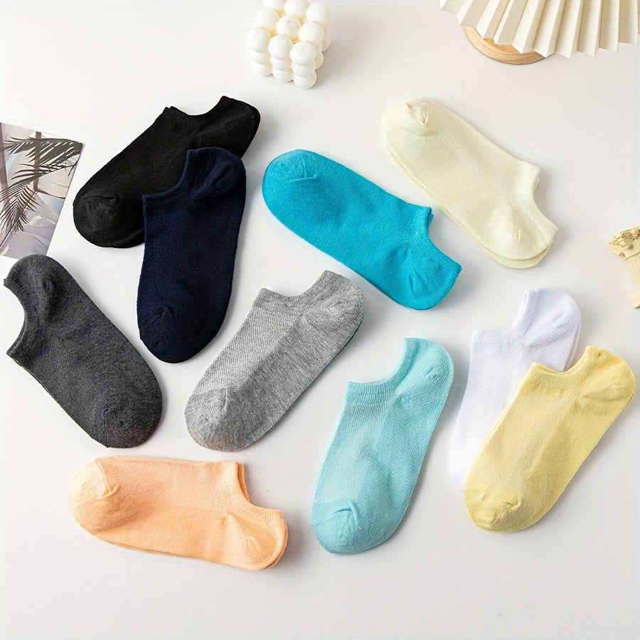 10 Pairs Women's Low Cut Ankle Socks Soft & Lightweight Solid Socks