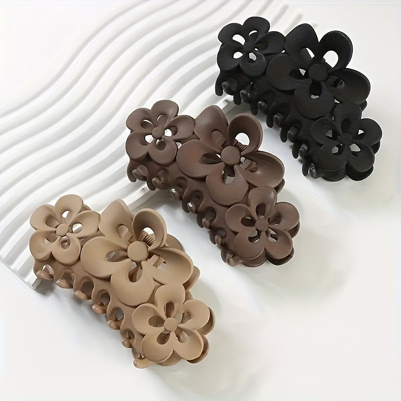 4pcs Matte Flower Hair Claw Style Female Headwear Hair Clips