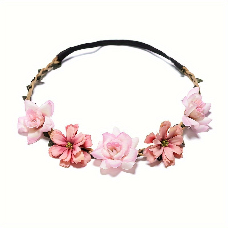 Boho Flower Wreath Headband Hair Hoop for Women Girls