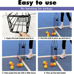 Portable Pickleball & Tennis Ball Collector Basket Carrier