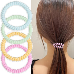 Solid Telephone Wire Scrunchie Elastic Hair Tie Accessory