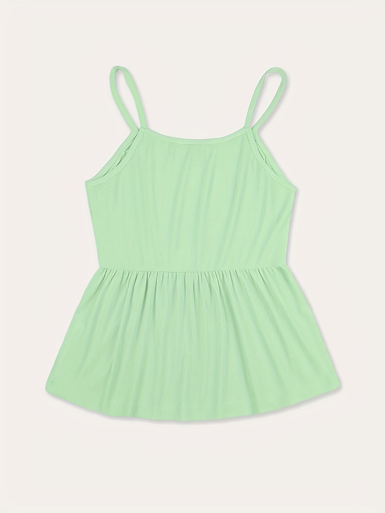  Casual Cami Top Solid Round Neck Slight Stretch