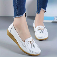 Women's Low Wedge Loafers Lightweight Slip On Shoes Soft Flats