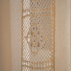 Boho Tassel Lace Patchwork Curtains Beige