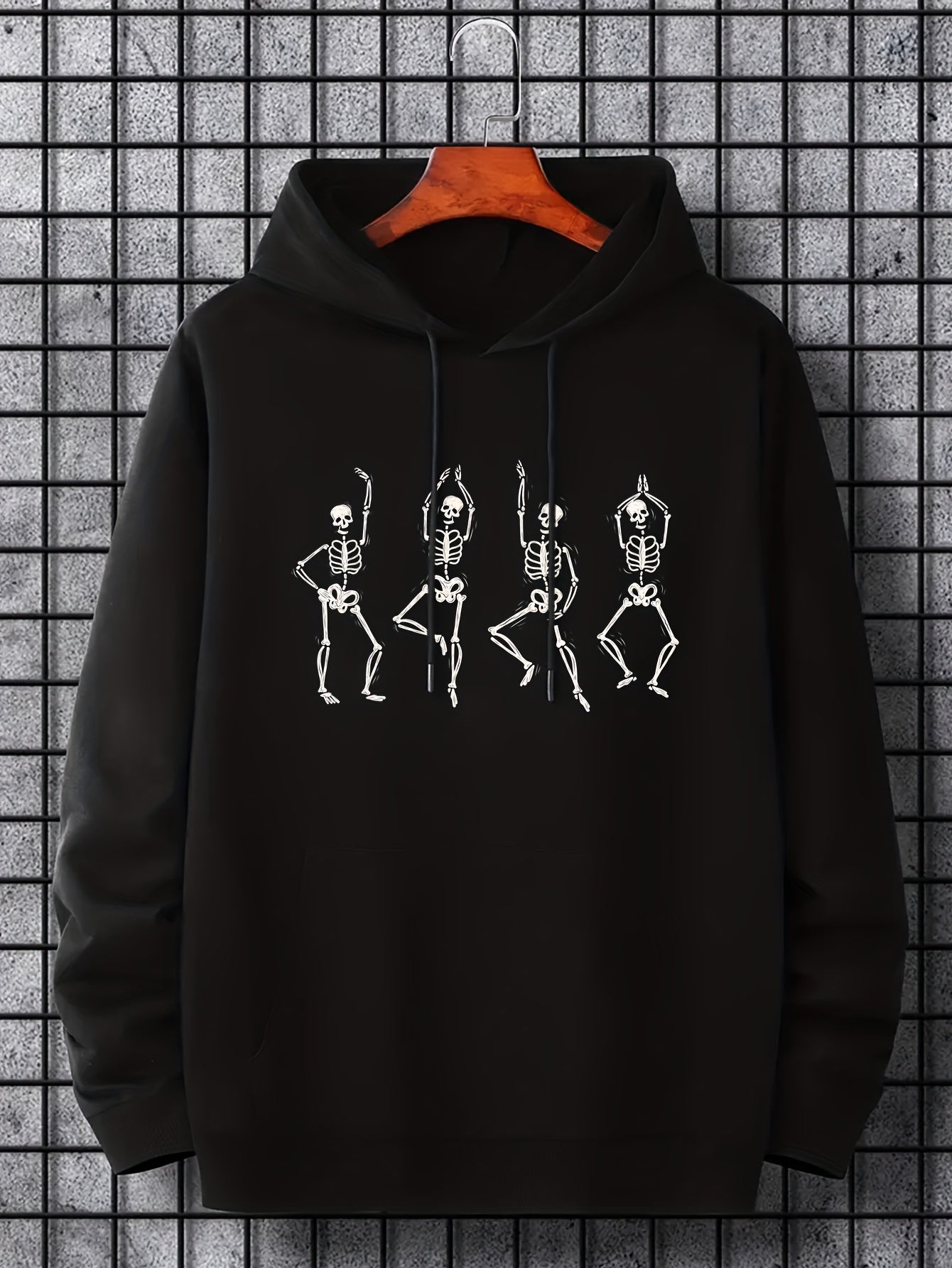 Men's Skeleton Dancer Graphic Hoodie Drawstring Sweatshirt
