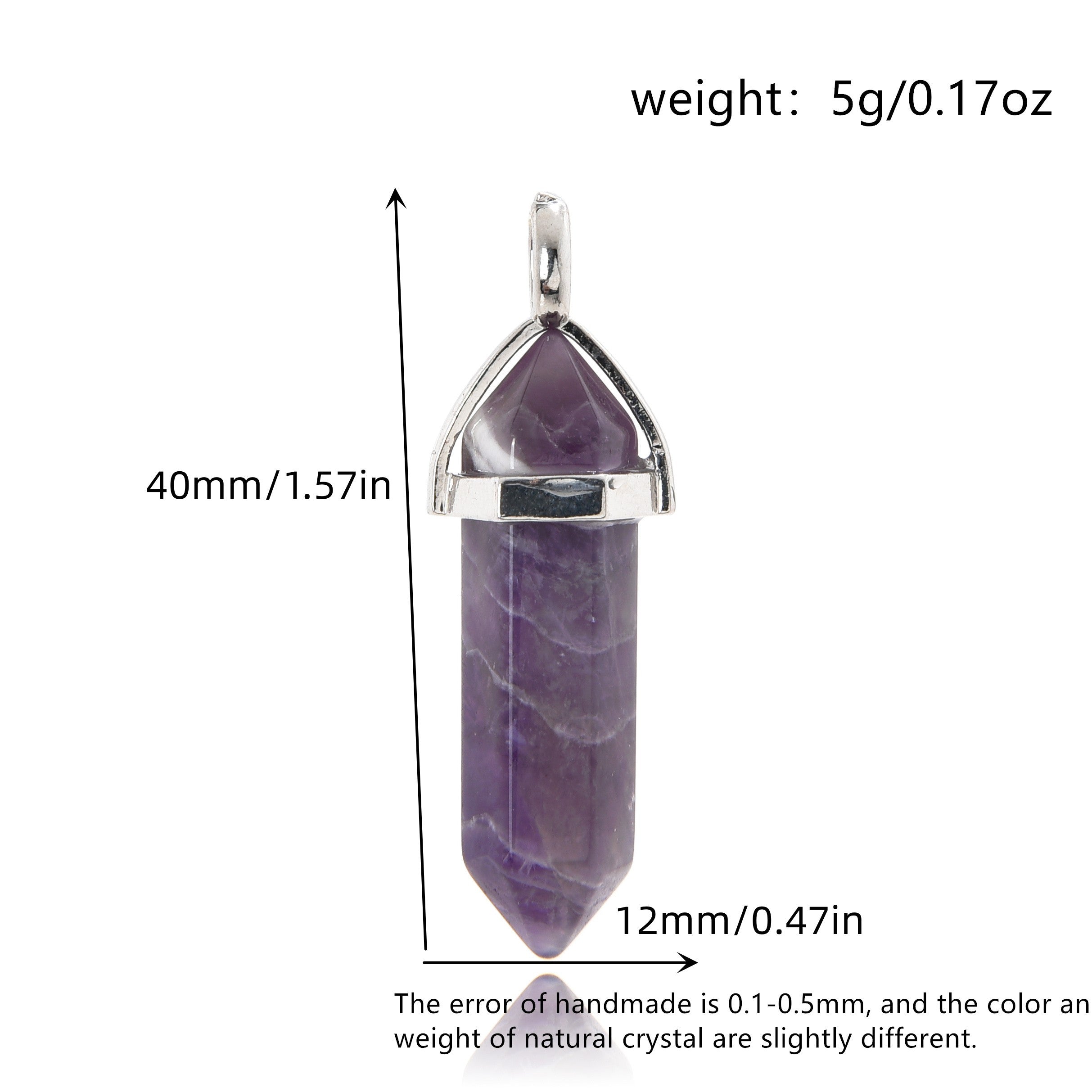Hexagonal Column Natural Crystal Pendant Single Stone Amethyst Lapis Lazuli