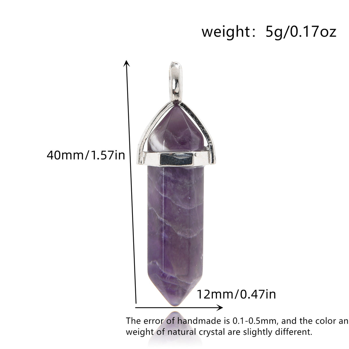Hexagonal Column Natural Crystal Pendant Single Stone Amethyst Lapis Lazuli