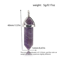 Hexagonal Column Natural Crystal Pendant Single Stone Amethyst Lapis Lazuli