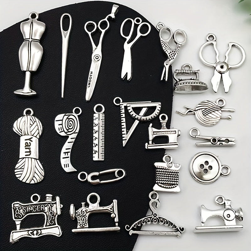 21 PCS Antique Silvery Sewing Machine Series Pendants for DIY Jewelry
