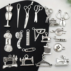 21 PCS Antique Silvery Sewing Machine Series Pendants for DIY Jewelry