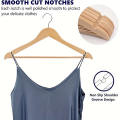 6pcs Slim Wooden Hangers 360&deg; Rotating Hooks Solid Wood Shoulder G