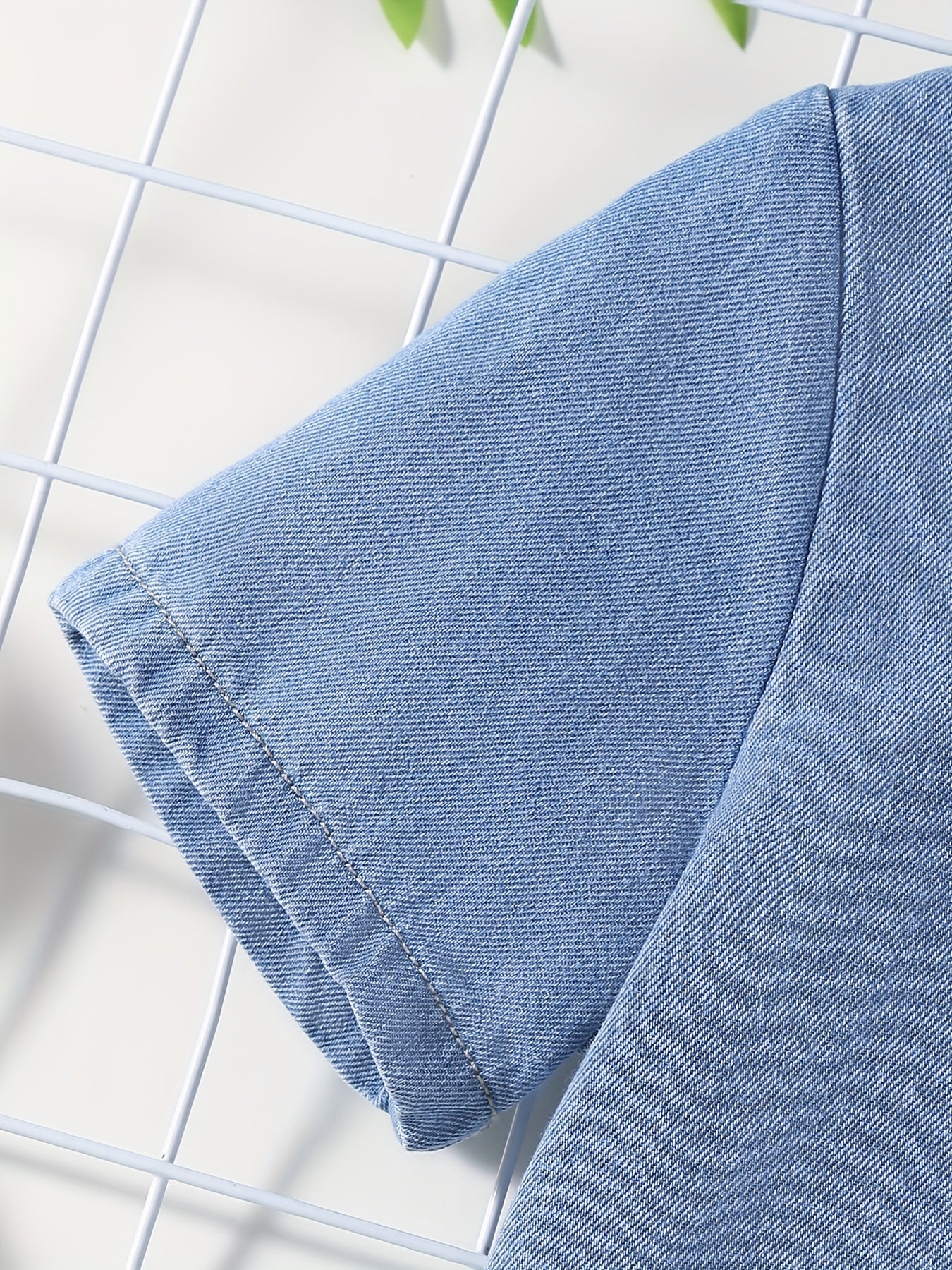 Boys Denim Lapel Shirt Short Sleeve Casual Top